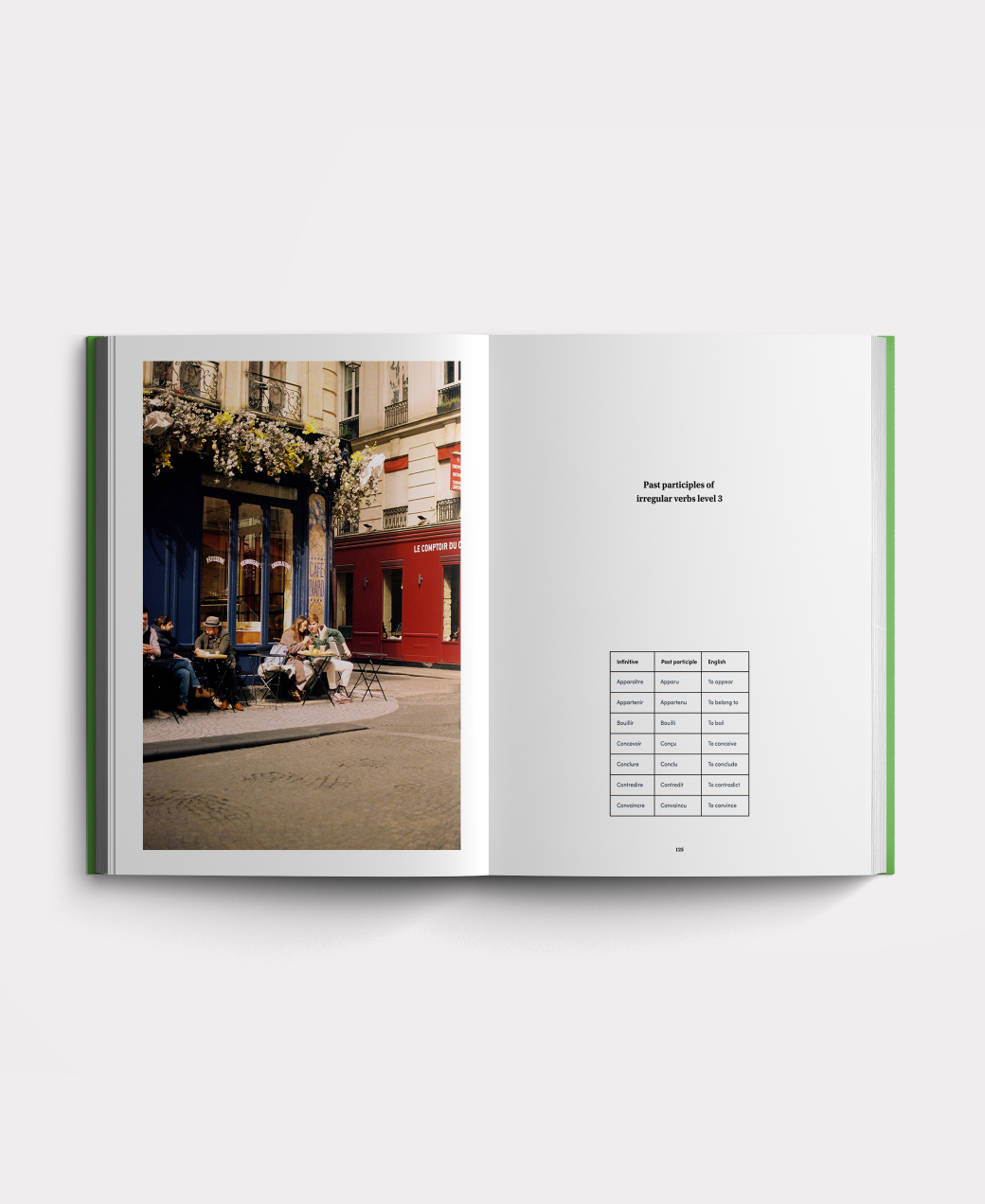 Structured French course book pages