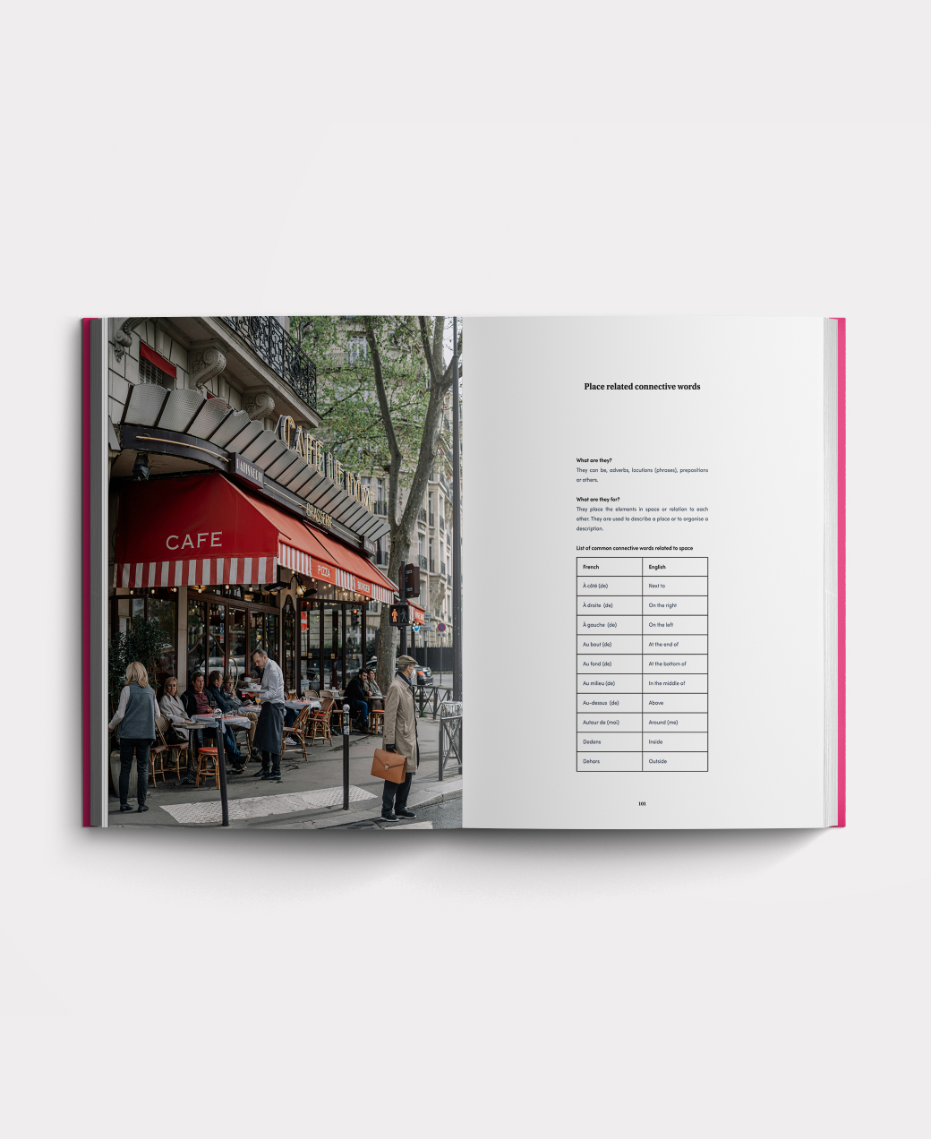 Structured French course book pages